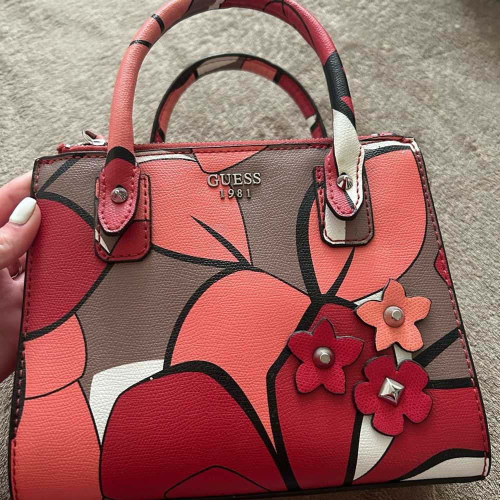 Guess Floral Handbag - Red and Orange